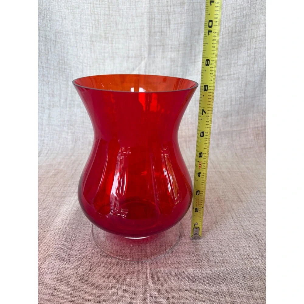 Costco Ruby Glass Hurricanes Set of 3 Red Excellent Holiday Decor 8 Inch